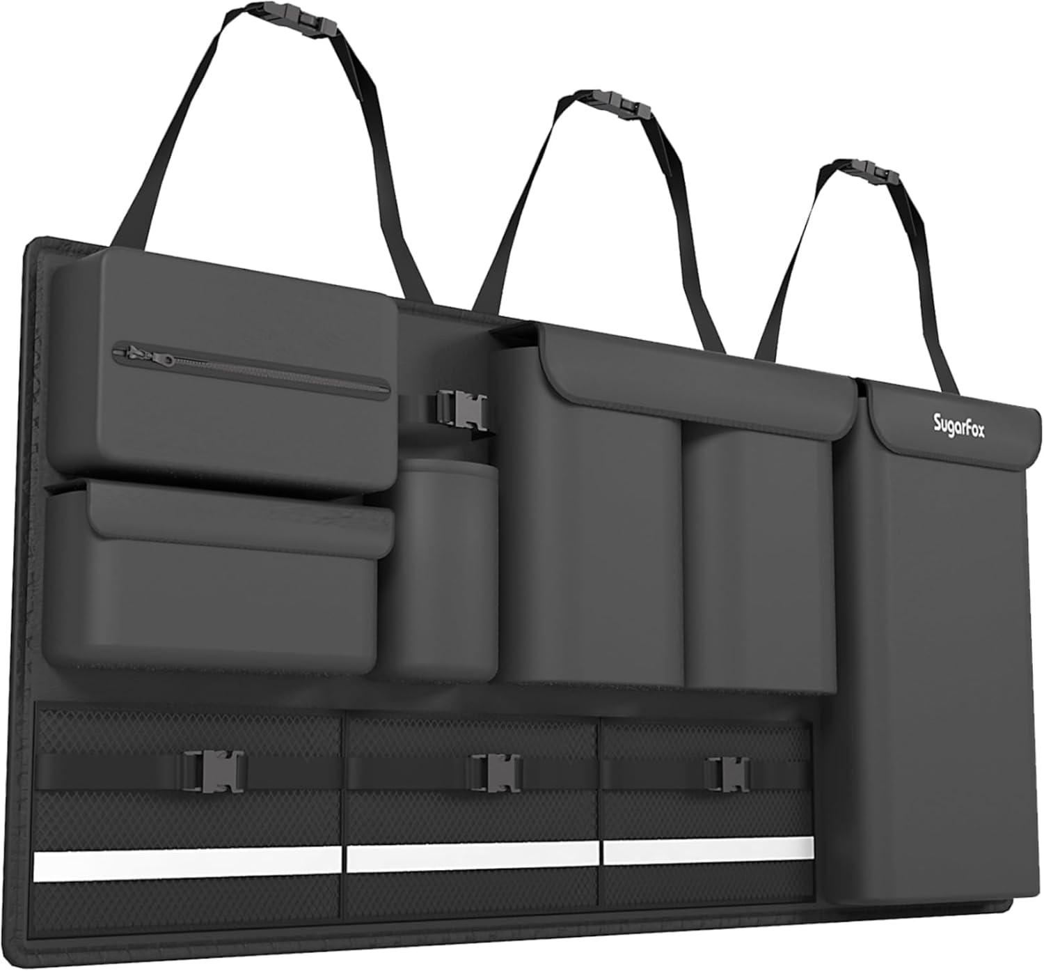 Backseat Hanging Trunk Organizer for SUVs, Cars, Trucks & MPVs | Multi-Pocket Storage with Anti-Slip Straps |