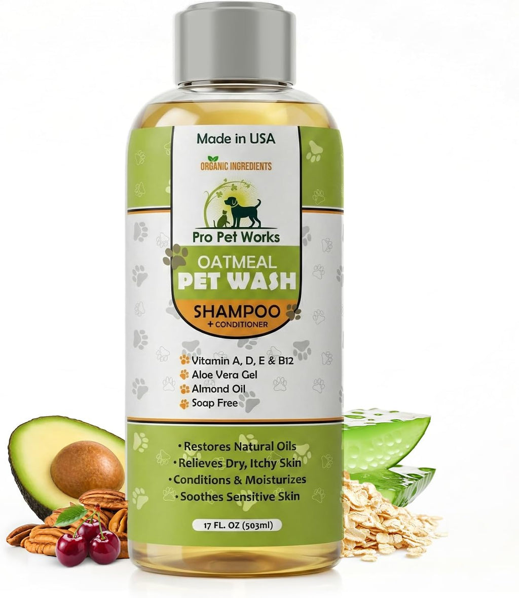 Oatmeal Dog Shampoo and Conditioner for Allergies, Itching and Sensitive Skin - Smelly, Itchy Pet Cleaning Supplies