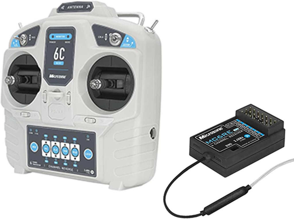 Microzone 6C-MINI 2.4GHz 6-Channel RC Transmitter with MC7RE-V2 Receiver | FHSS,PWM & SBUS Output, Built-In Antenna