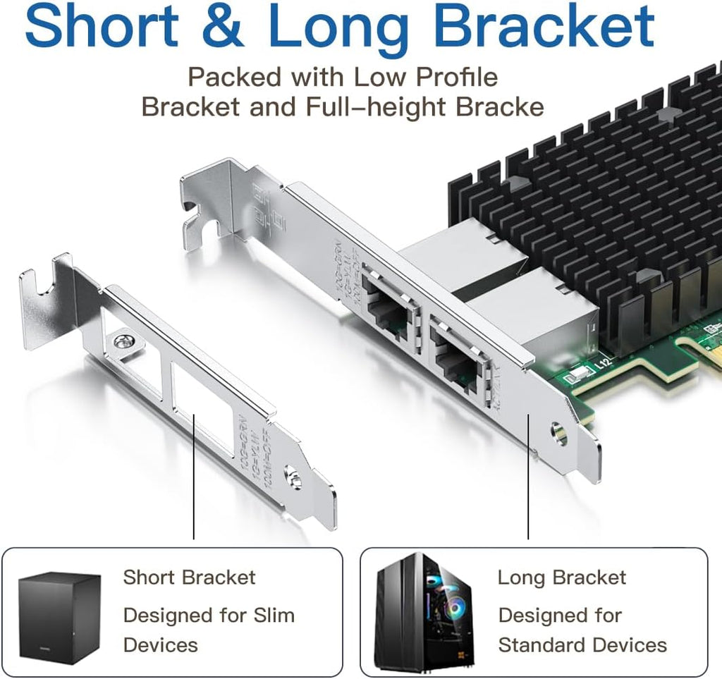 H!Fiber 10Gb PCI-E Network Card NIC, Dual RJ45 Copper Ports, Compare to Intel X540-T2, with Intel X540-BT2 Chip, PCIe X8, 10Gbase-T Ethernet LAN Adapter Support Windows Server/Windows/Linux/VMware ESX
