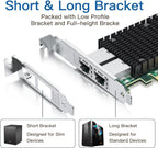 H!Fiber 10Gb PCI-E Network Card NIC, Dual RJ45 Copper Ports, Compare to Intel X540-T2, with Intel X540-BT2 Chip, PCIe X8, 10Gbase-T Ethernet LAN Adapter Support Windows Server/Windows/Linux/VMware ESX