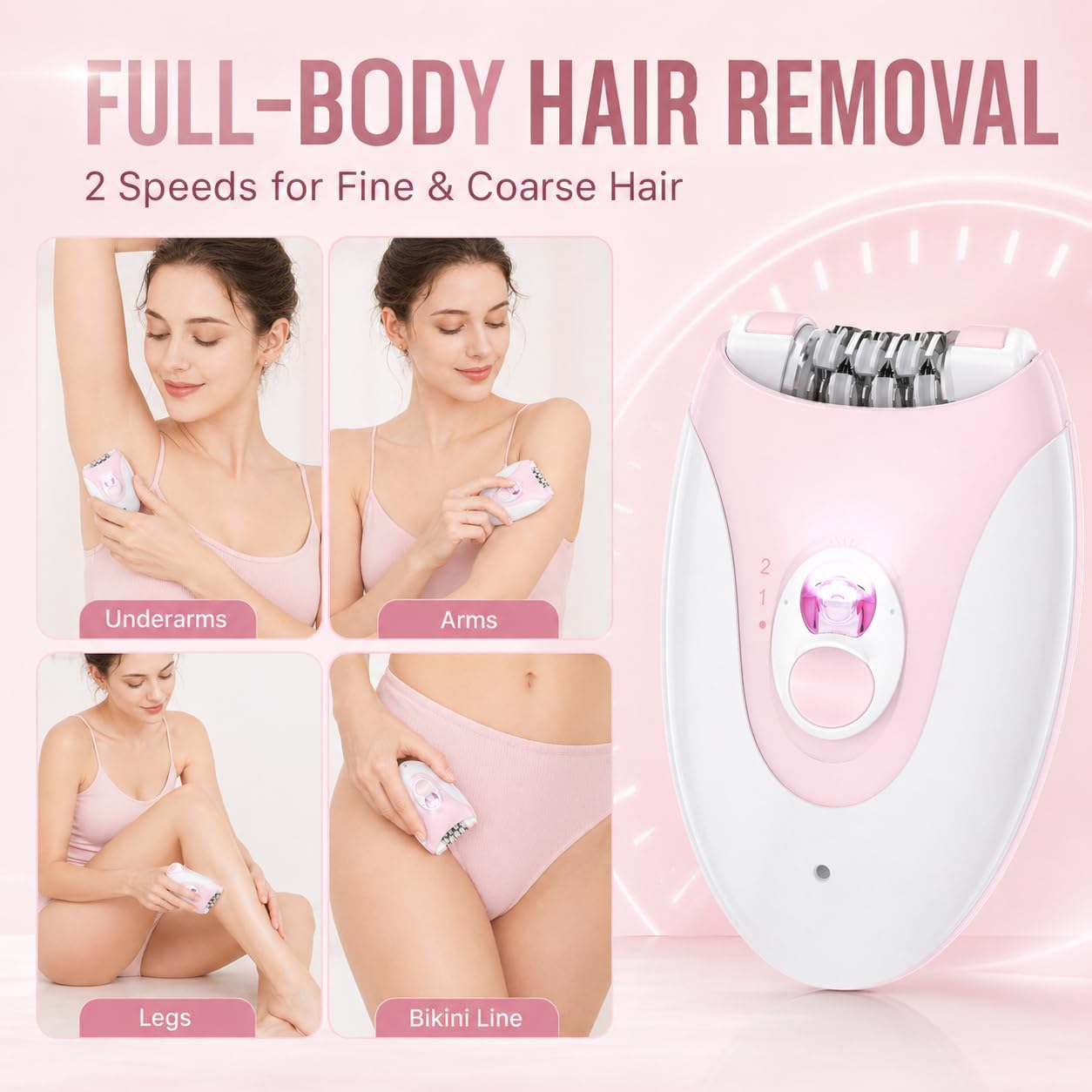 Epilator for Women Facial Hair Remover, Electric Hair Removal Device with 36 Tweezers, Long Lasting Smooth Skin 4–6