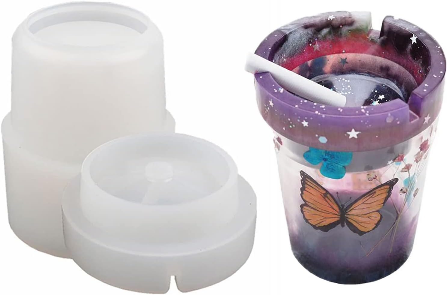 Double Layer Resin Molds Kit Silicone for Epoxy - Unityown Car Ashtray with Lid Smell Proof - DIY Crystal Silicone