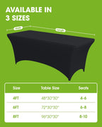 Spandex Tablecloth 6ft 2 Pack Black