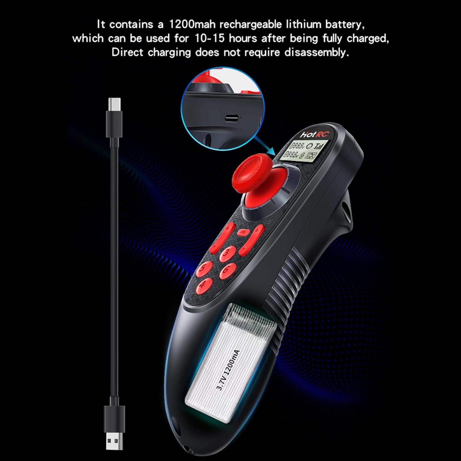 HOTRC DS-600 6CH 2.4GHz RC Transmitter and Receiver Remote Controller with DS 600 PWM 6 Channel Receiver for RC Boat