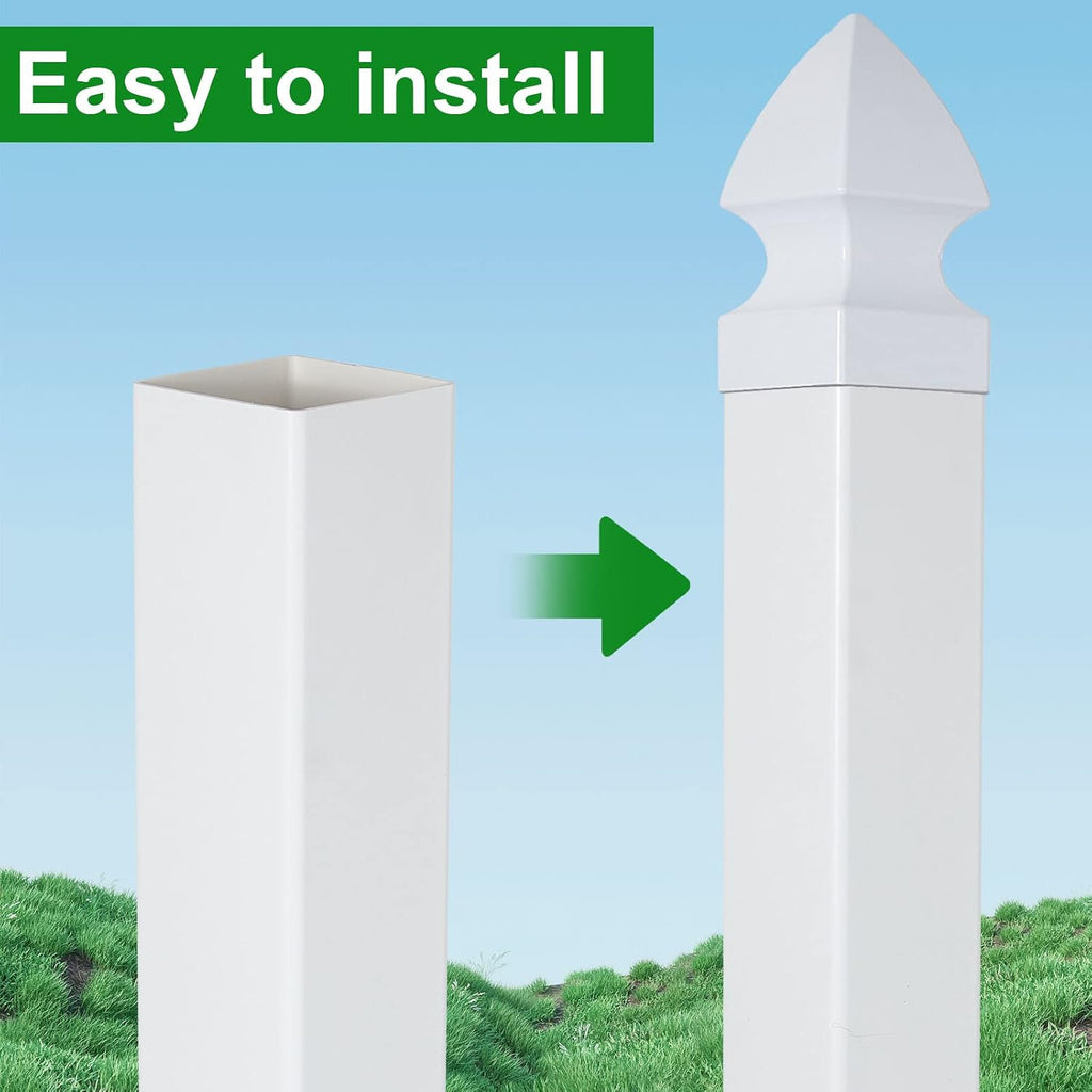 2 Pcs 3.5'' X 3.5'' Gothic Vinyl Fence Post Caps White