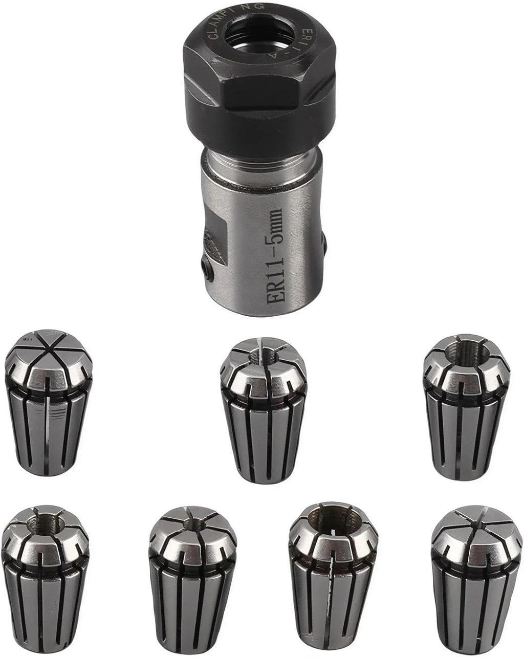 7Pcs 1-7mm ER11 Spring Collet Set and 5mm Extend Rod