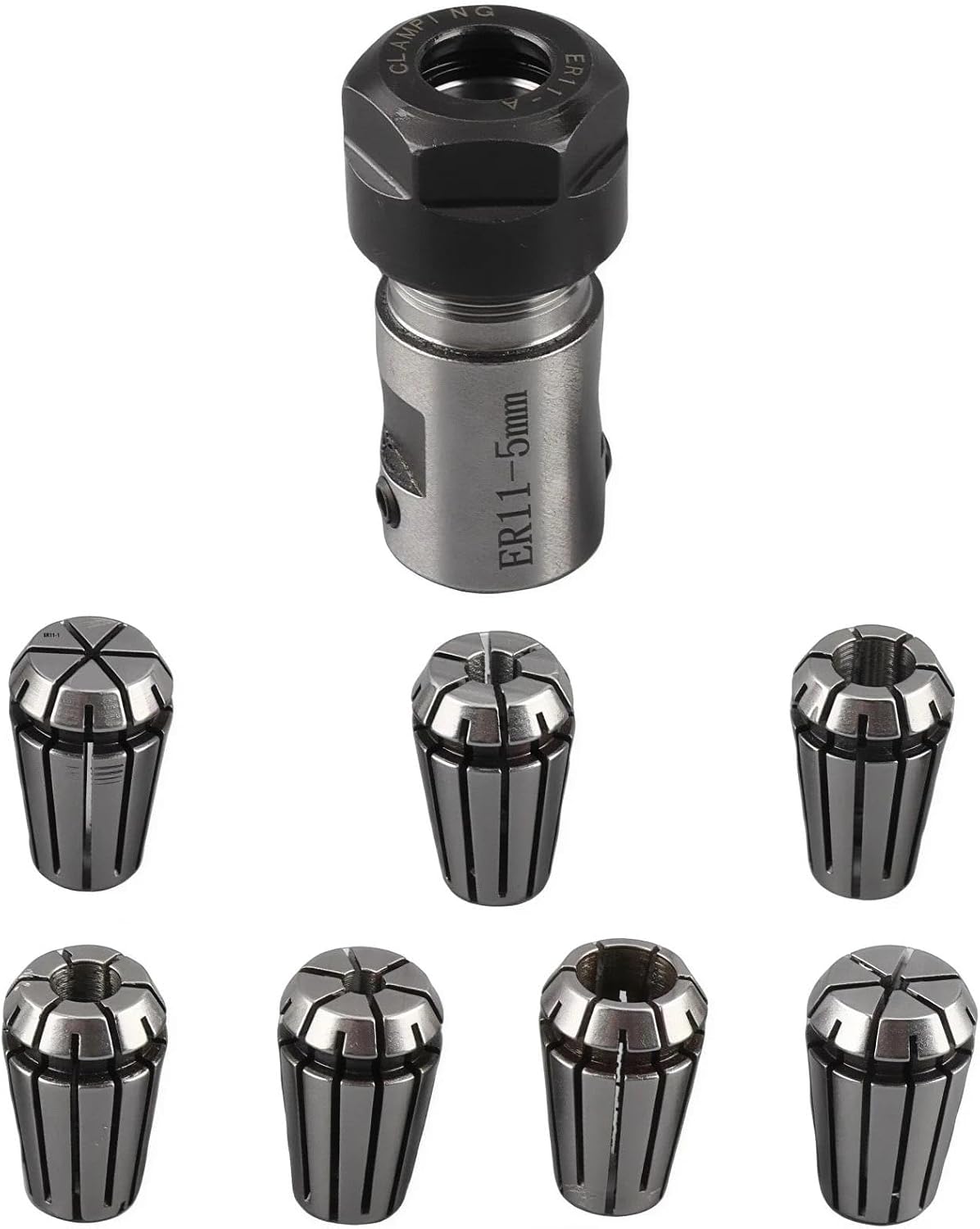 7Pcs 1-7mm ER11 Spring Collet Set and 5mm Extend Rod