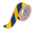 Brady ToughStripe Floor Marking Tape Roll - Polyester, Diagonal Stripes, Blue on Yellow, 2" x 100'