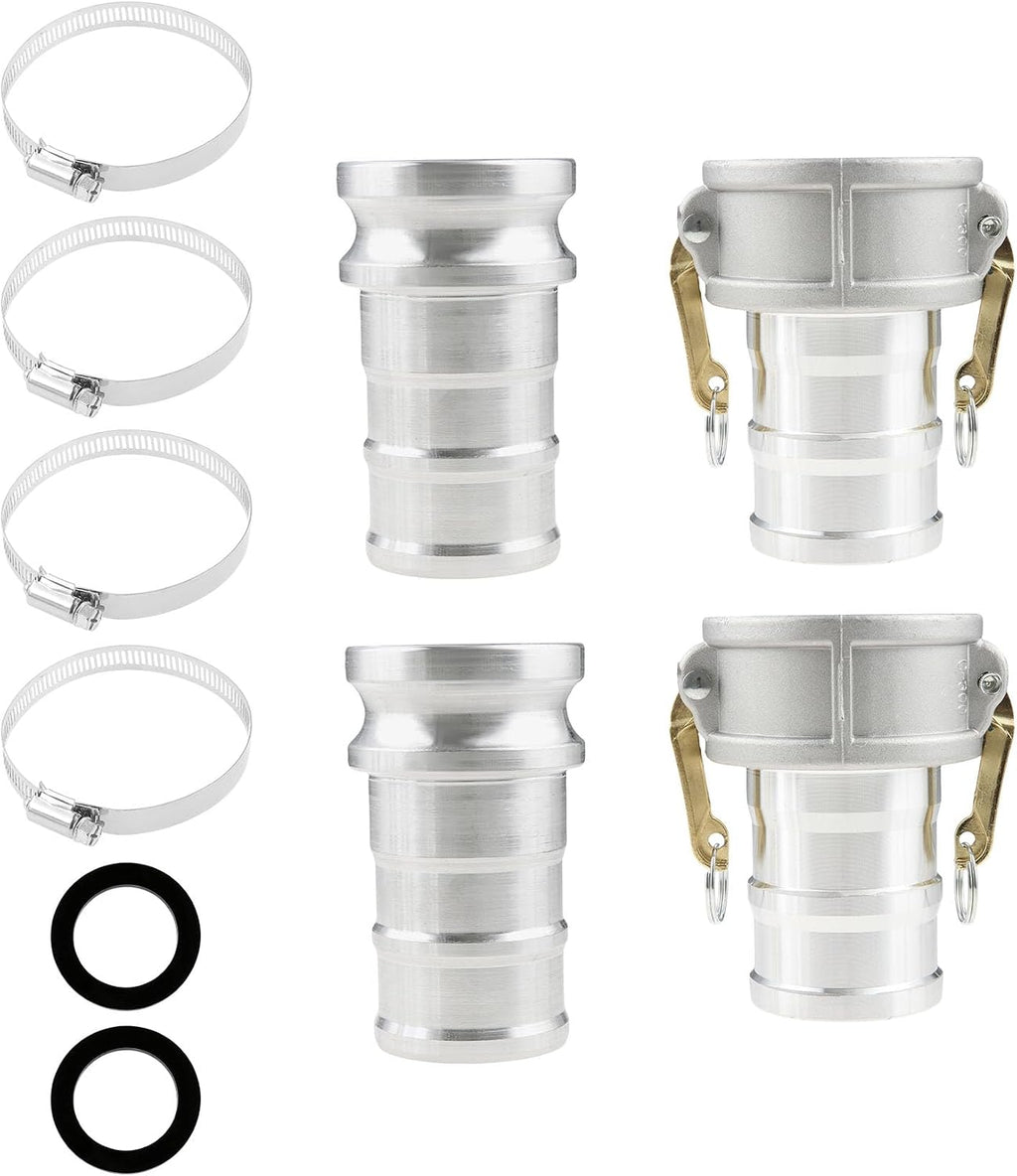 2 Set 3" Camlock Fitting Type C&E, Aluminum Cam and Groove Hose Fitting Kit