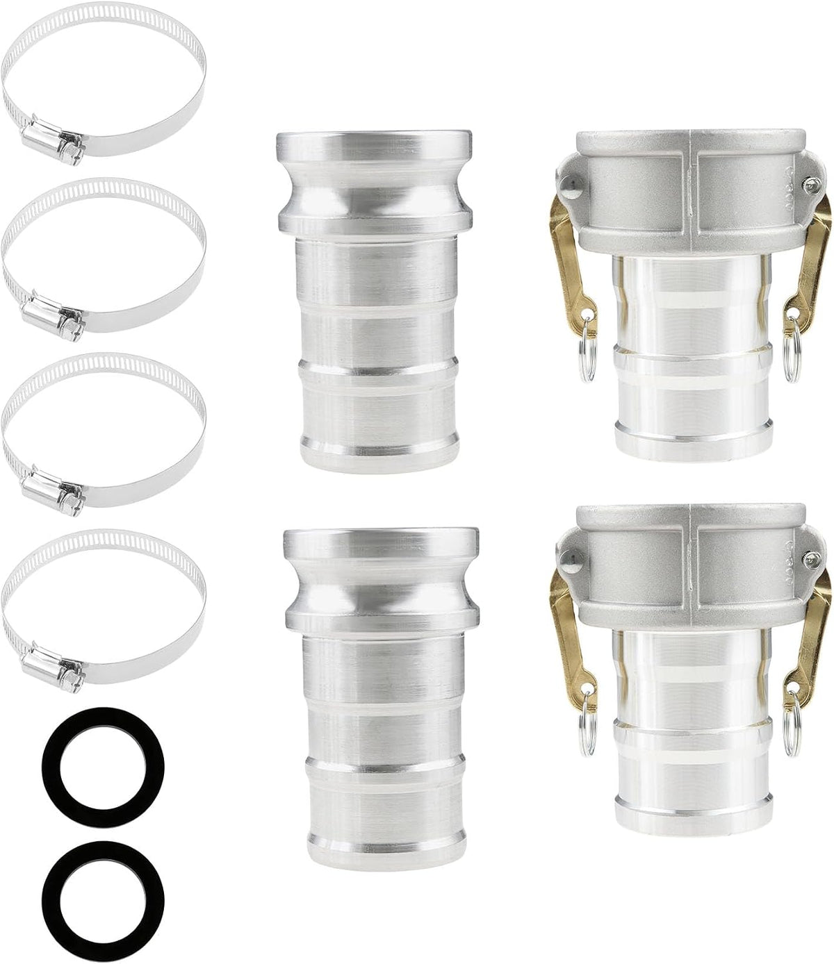 2 Set 3" Camlock Fitting Type C&E, Aluminum Cam and Groove Hose Fitting Kit