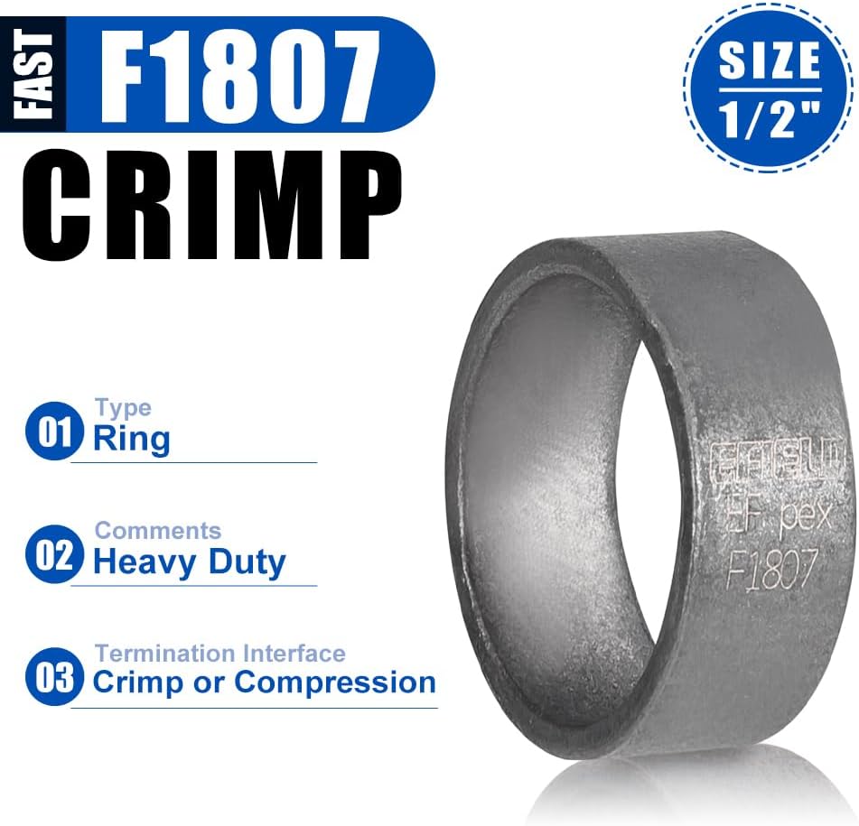 100Pcs EFIELD 1/2-inch Pex Copper Crimp Rings(CLAMP024-100)