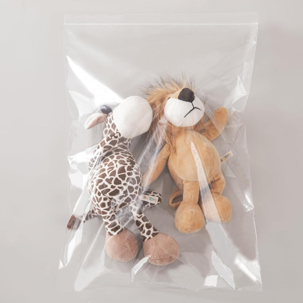 100 Pack 13 x 18 In Resealable Poly Bags Clear Plastic Zip Seal Bag
