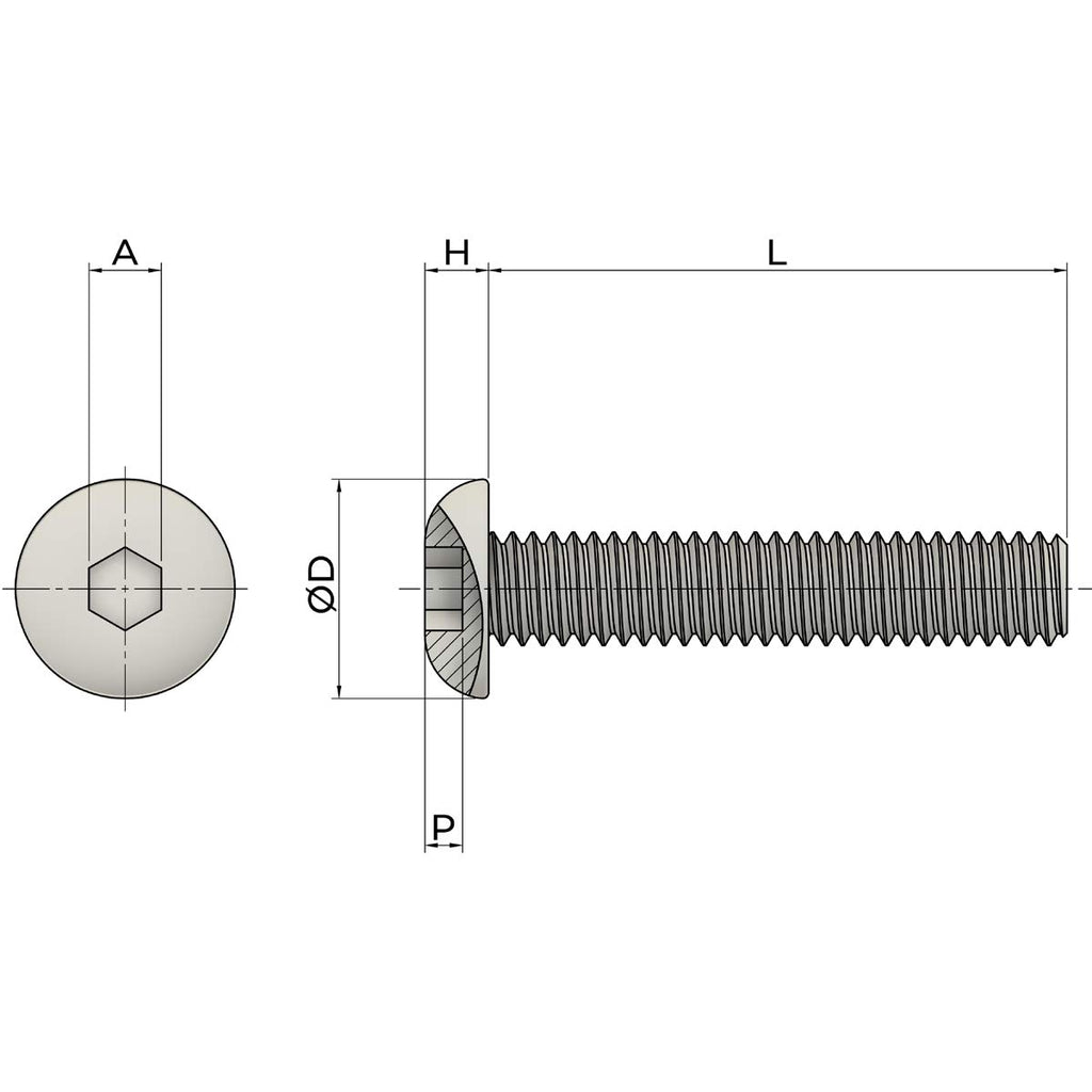 Fullerkreg M6-1.0 x 12 mm Button Head Socket Cap Screws