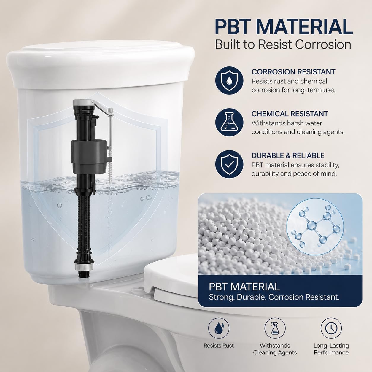Toilet Fill Valve A1320, Toilet Repair Kit Inside Tank, Universal Toilet Replacement Kit, Quiet and Fast Stop Toilet
