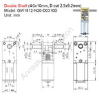 2Pcs DC 12V 68RPM Φ3x10mm Double Shaft GW1812 N20 Small DC Worm Drive Motor 3-12V 4-381RPM High Torque Gearbox (12-68)