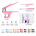 Plastic Snap Fastener Kit with Plier, Pink