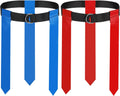 Flag Football Belts,2 Pack Adjustable Flag Football Set with Double Stainless Steel D-Ring Belt and 6 Flags for