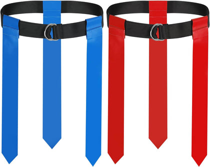 Flag Football Belts,2 Pack Adjustable Flag Football Set with Double Stainless Steel D-Ring Belt and 6 Flags for