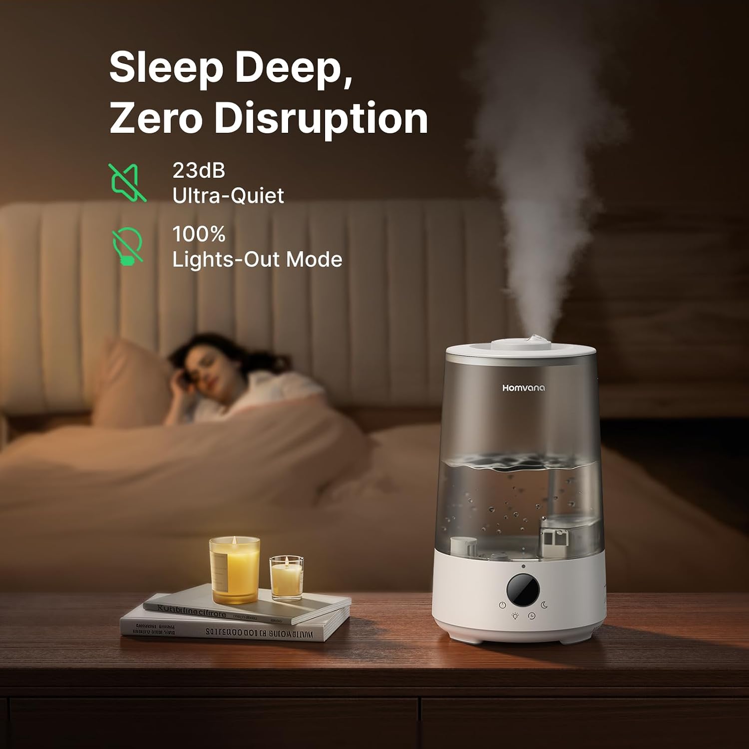 3.6L Top-Fill Cool Mist Humidifiers for Bedroom, Large Room(Grey) | 23dB Quiet, Easy-to-Clean 2-in-1 Baby Humidifier