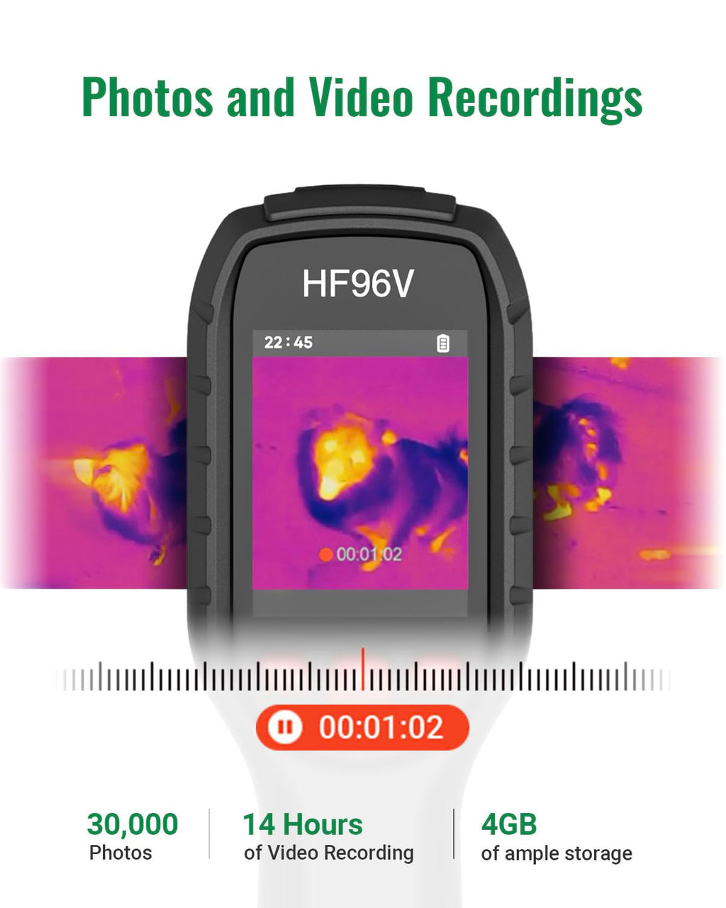 HF96V Thermal Camera with Visual Camera & Laser Pointer, Intelligent Scene Detection, 240 * 240 Super Resolution