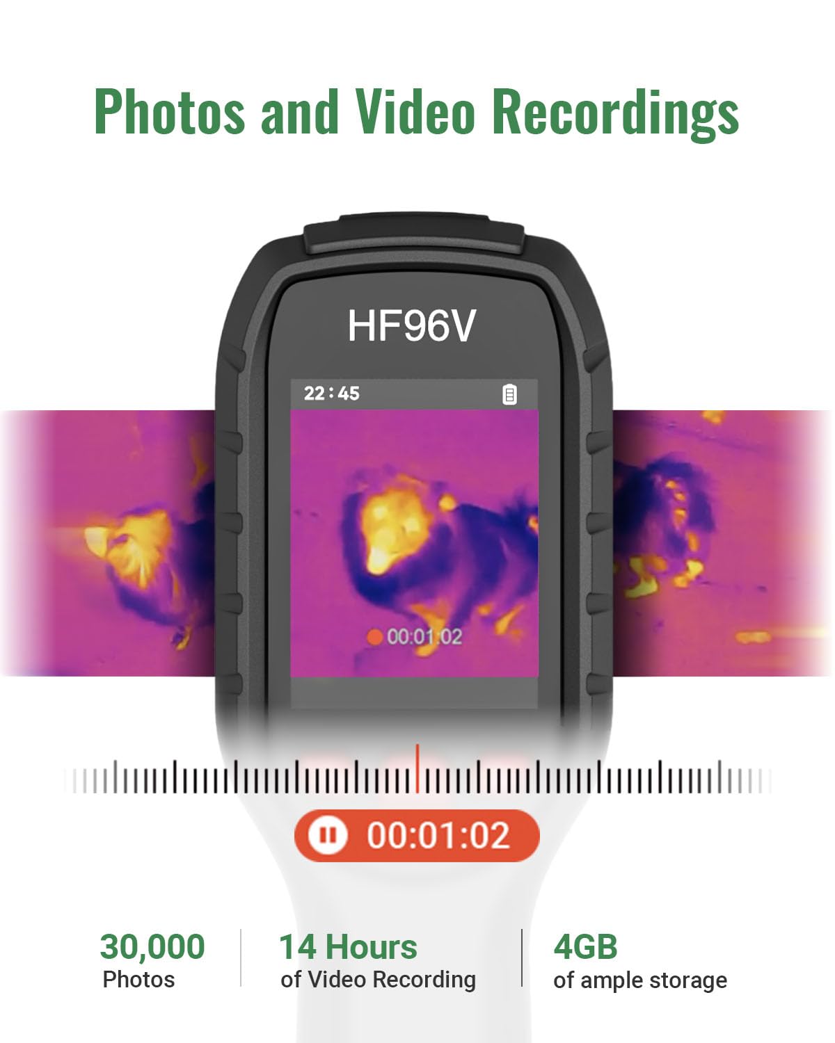 HF96V Thermal Camera with Visual Camera & Laser Pointer, Intelligent Scene Detection, 240 * 240 Super Resolution