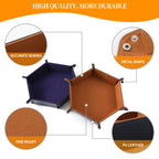 2 Pcs Portable Folding Dice Rolling Tray Set for RPG Table Games - PU Leather and Velvet Holder Storage Box