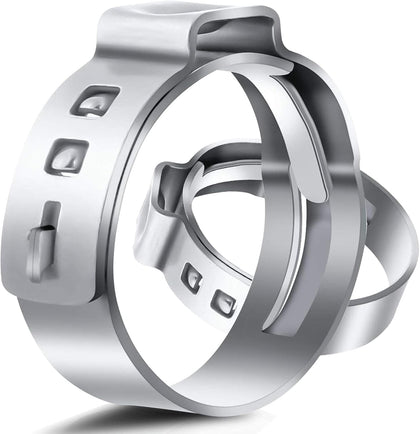 50 Pack 3/4 Inch PEX Cinch Clamps Rings 304 Stainless Steel Cinch Crimp Rings Pinch Clamps 3/4" Stepless Single Ear Hose Clamp for PEX Tubing Pipe Fitting Connections