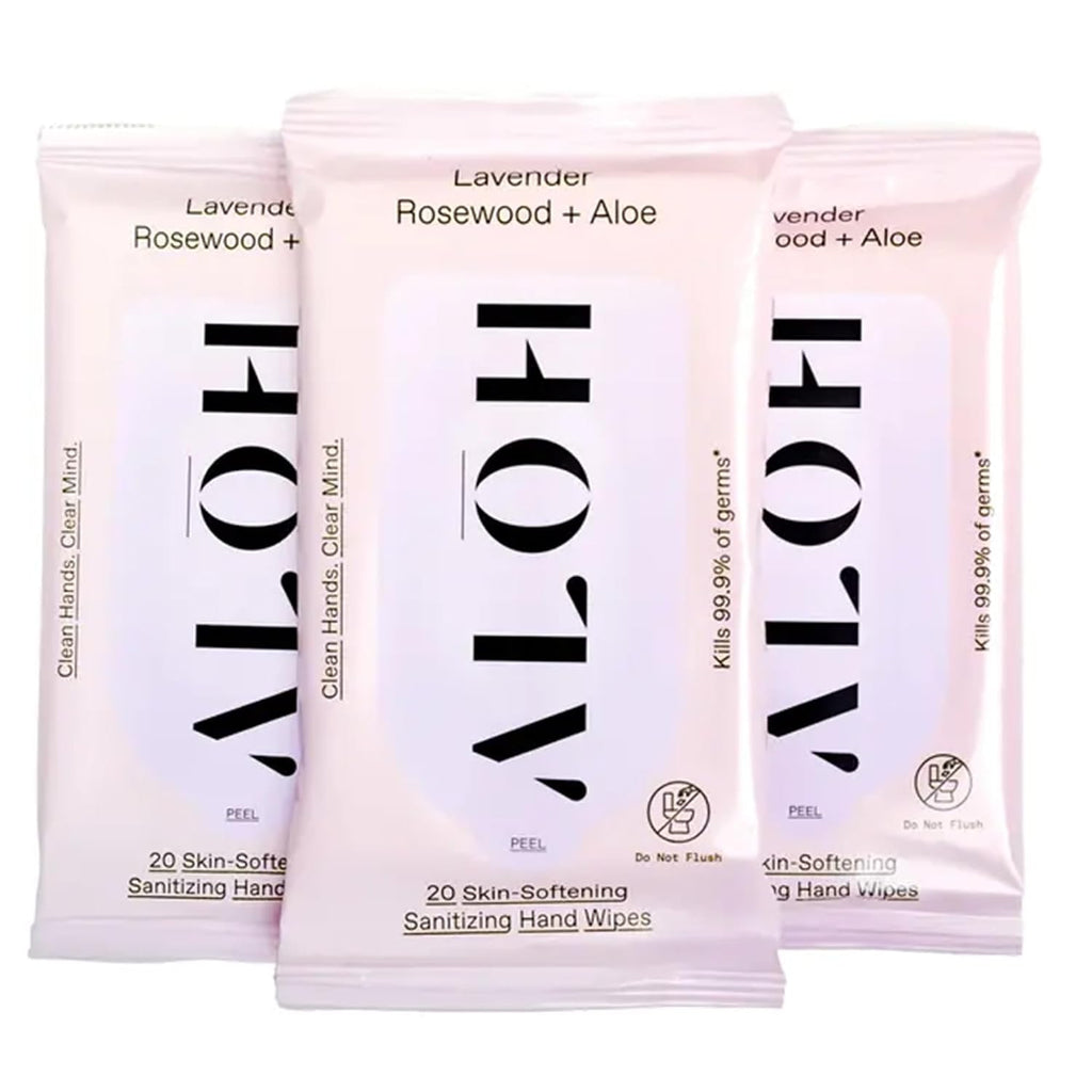 ALŌH Lavender Rosewood + Aloe Hand Sanitizer Wipes, Travel Size