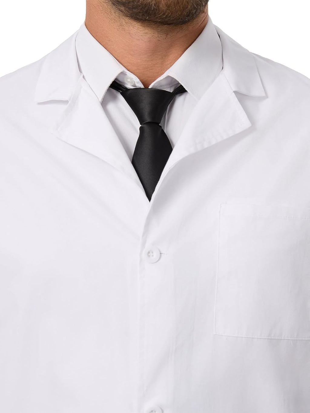 White Lab Coat for Men, Long Sleeve Doctor Coat with 3 Pockets