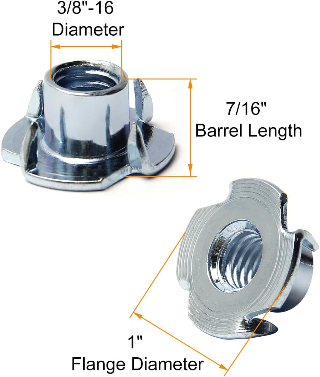 3/8"-16 T-Nut (50 Packs), Zinc Plated Carbon Steel T-Nut