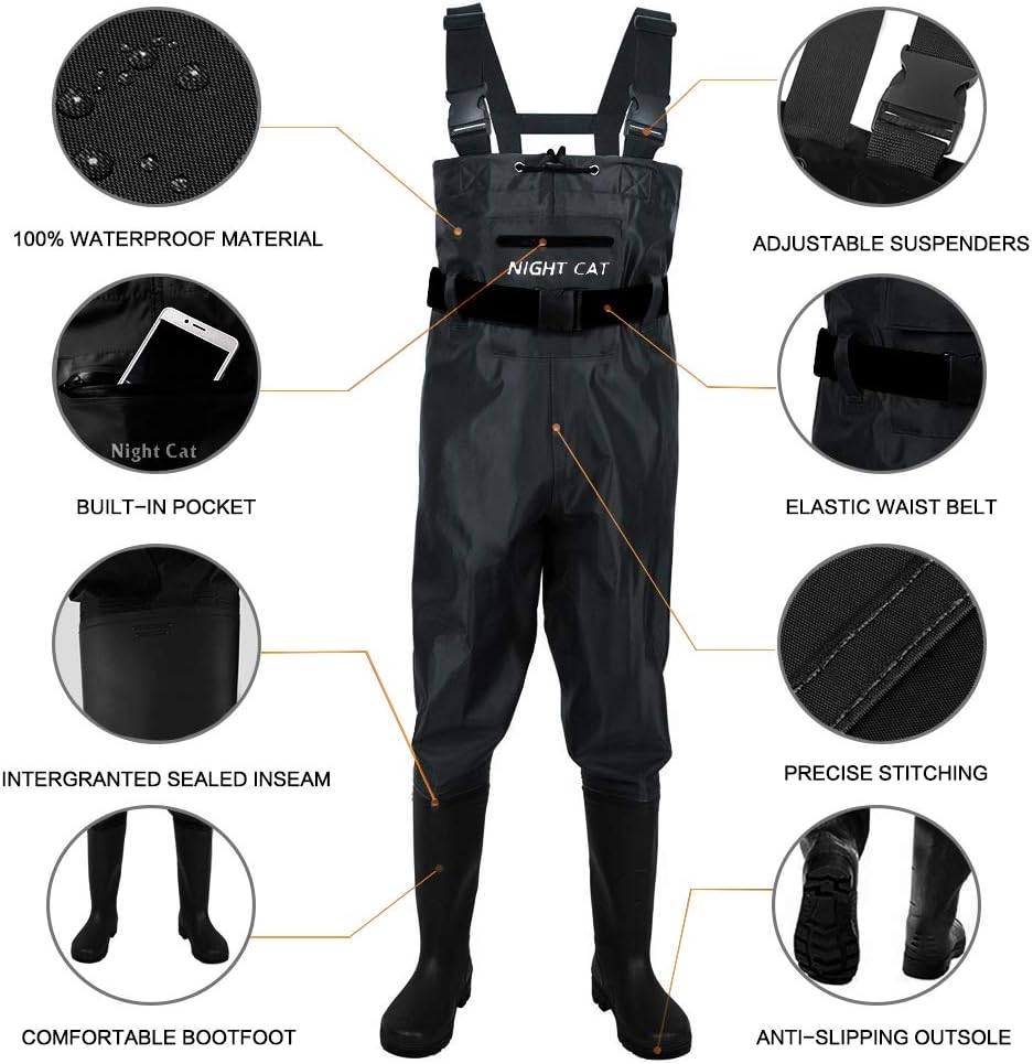 Fishing Waders for Men Women Waterproof Hunting Chest Wader with Bootfoot Belt Breathable Lightweight Size 6 to 14