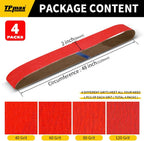 2x48 Inch Ceramic Sanding Belts (40/60/80/120 Grits) – High-Performance Sander Sharpening Belts for Knife Making, Metalworking, and Woodworking