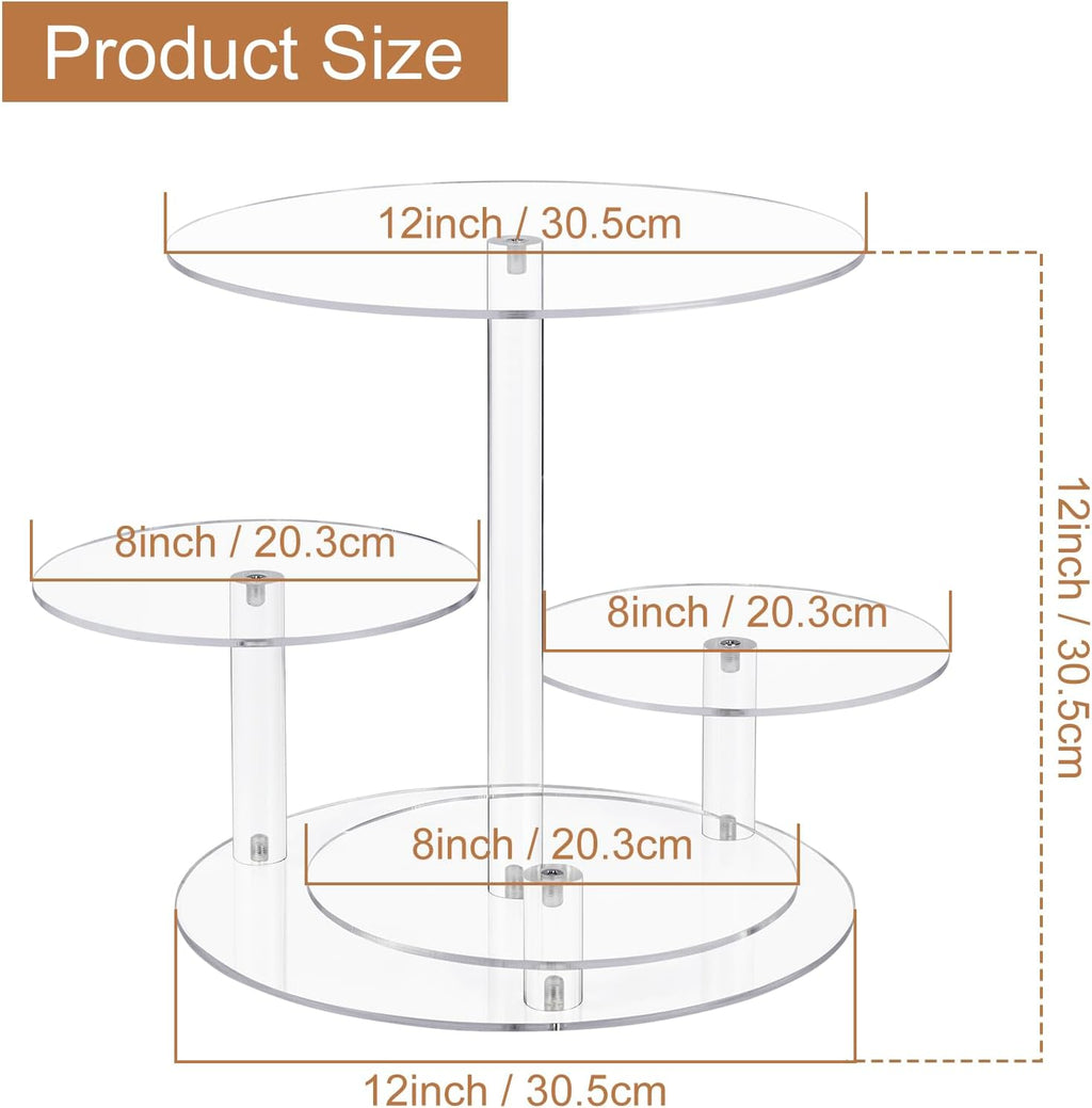 4 Tier Cupcake Stand, Acrylic Cupcake Tower Stands for 50 Cupcakes, Round Dessert Table Display Set Tiered Tray