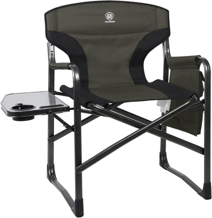 Lightweight Aluminum Director Camping Chair, 350 lb Capacity | 19" Joint-Friendly Seat for Easy Standing with Side