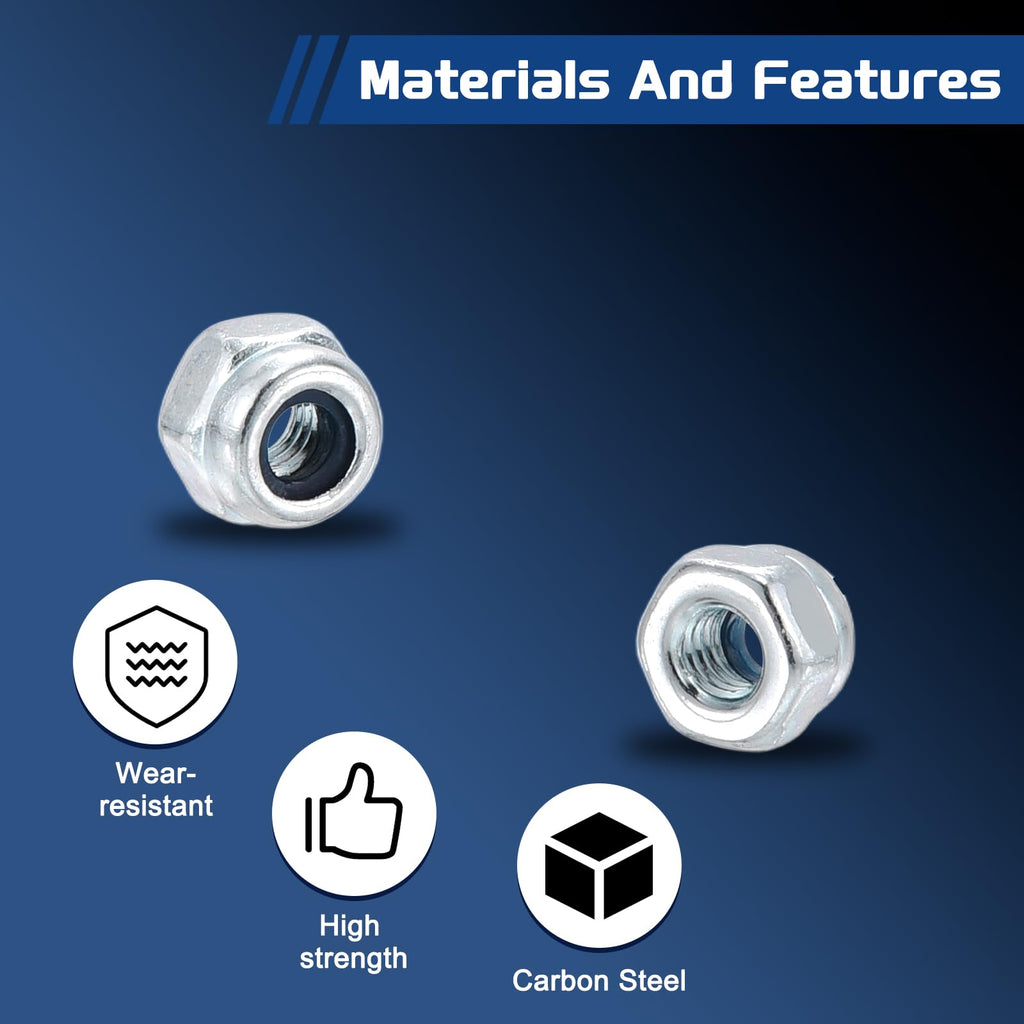 Kozelo 50Pcs M2.5-0.45 Nylon Locking Hex Nuts CarbonSteel Blue and White