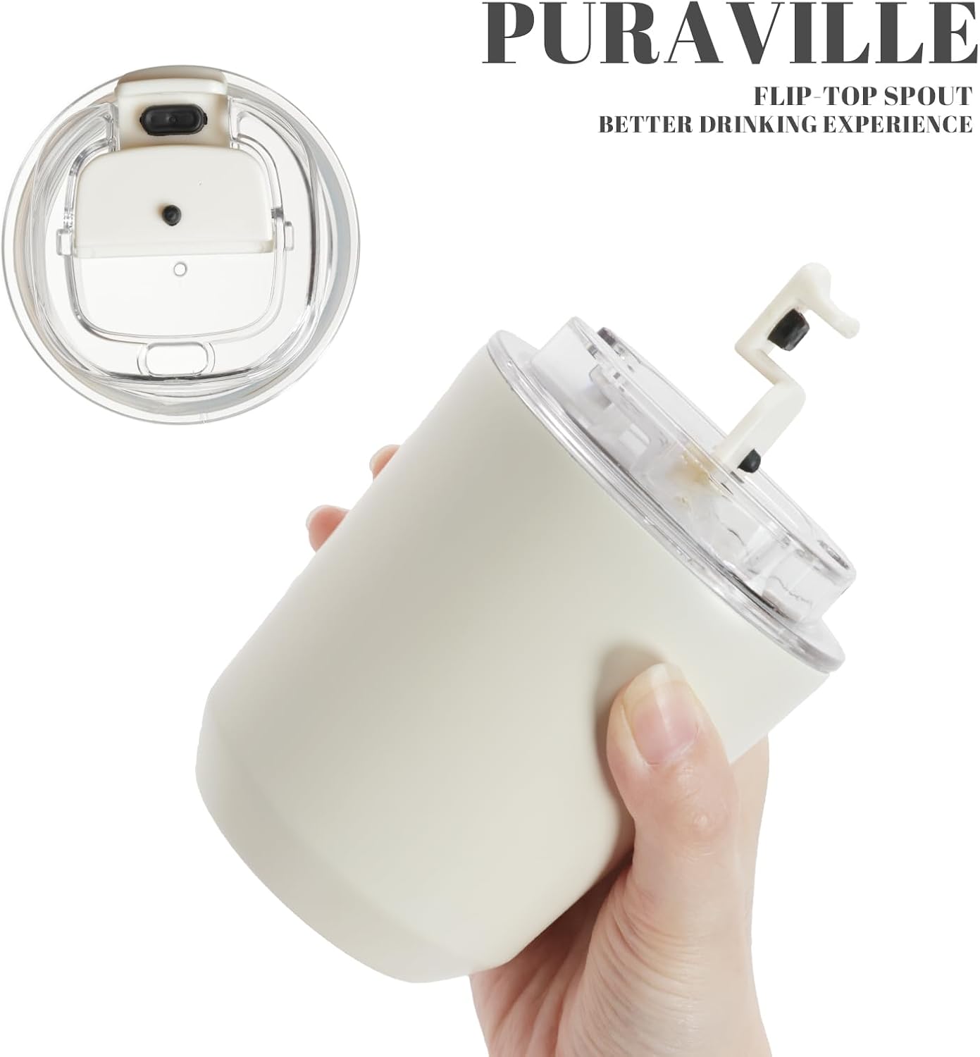 Insulated Tumblers with Lid, 10 oz Travel Coffee Mug Stainless Steel Vacuum Cup, Leak Proof Reusable Double Walled