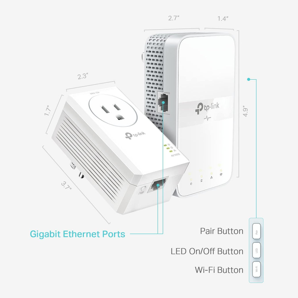AV1000 Powerline Ethernet Adapter WiFi Extender Kit, Passthrough | Includes AV1000 Powerline Adapter and AC1200 Dual