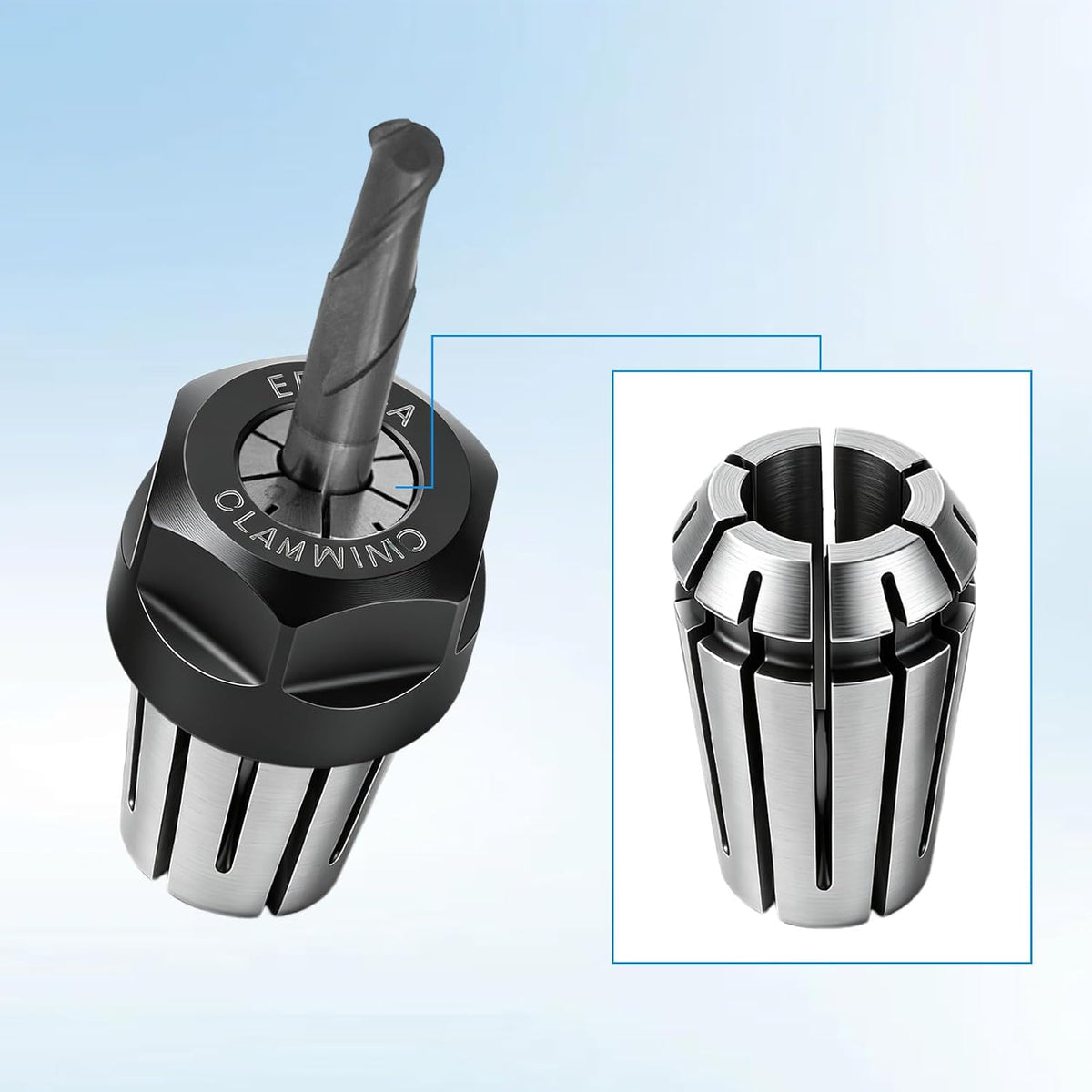 ER11 Collet Set, 9 Pcs Spring Collet Nut with Er11 1/4'' Collets and Clamping Nut Precision Spring for Engraving Machine Milling Lathe Tool