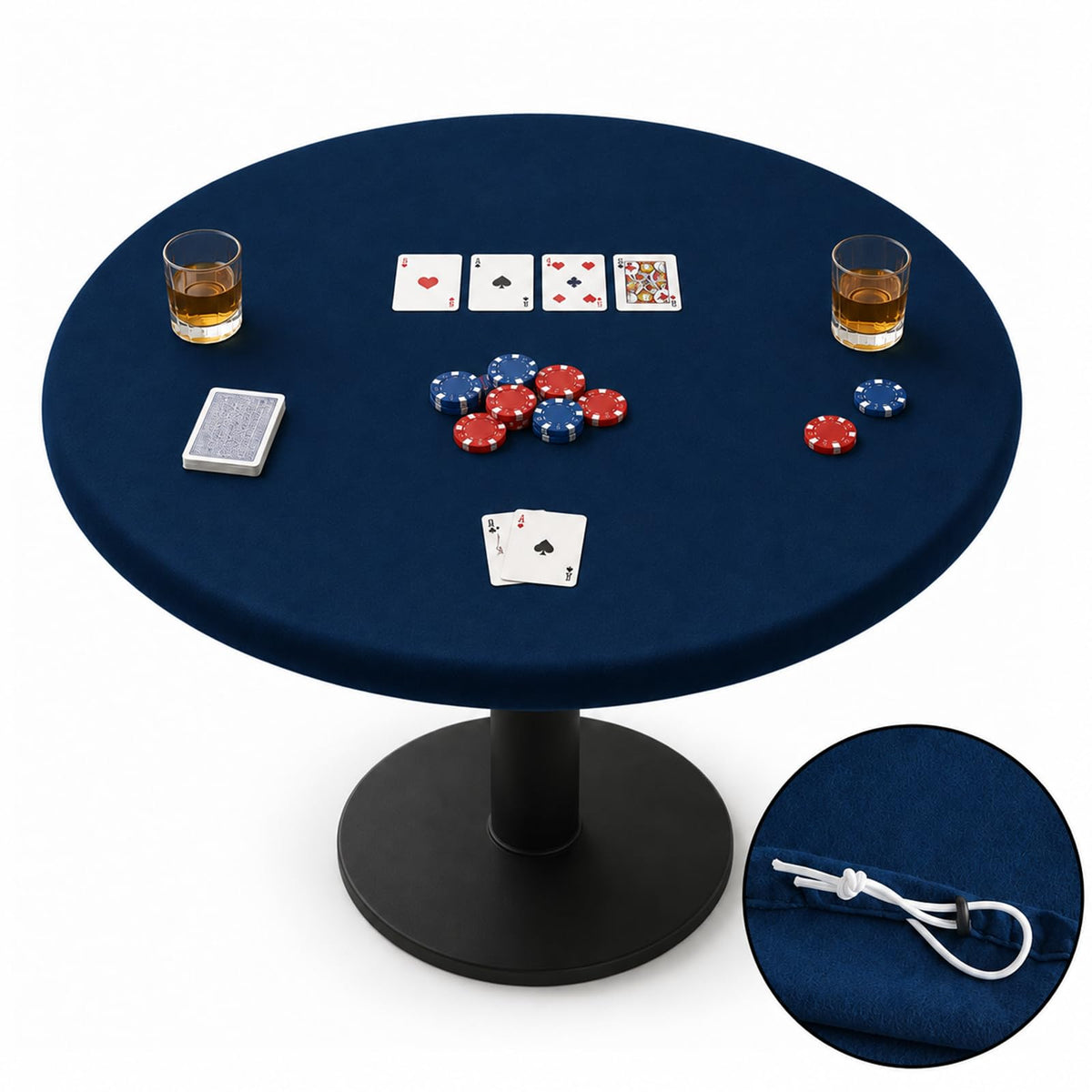 36 Inch Felt Card Game Tablecover Round Tablecloth,Blue