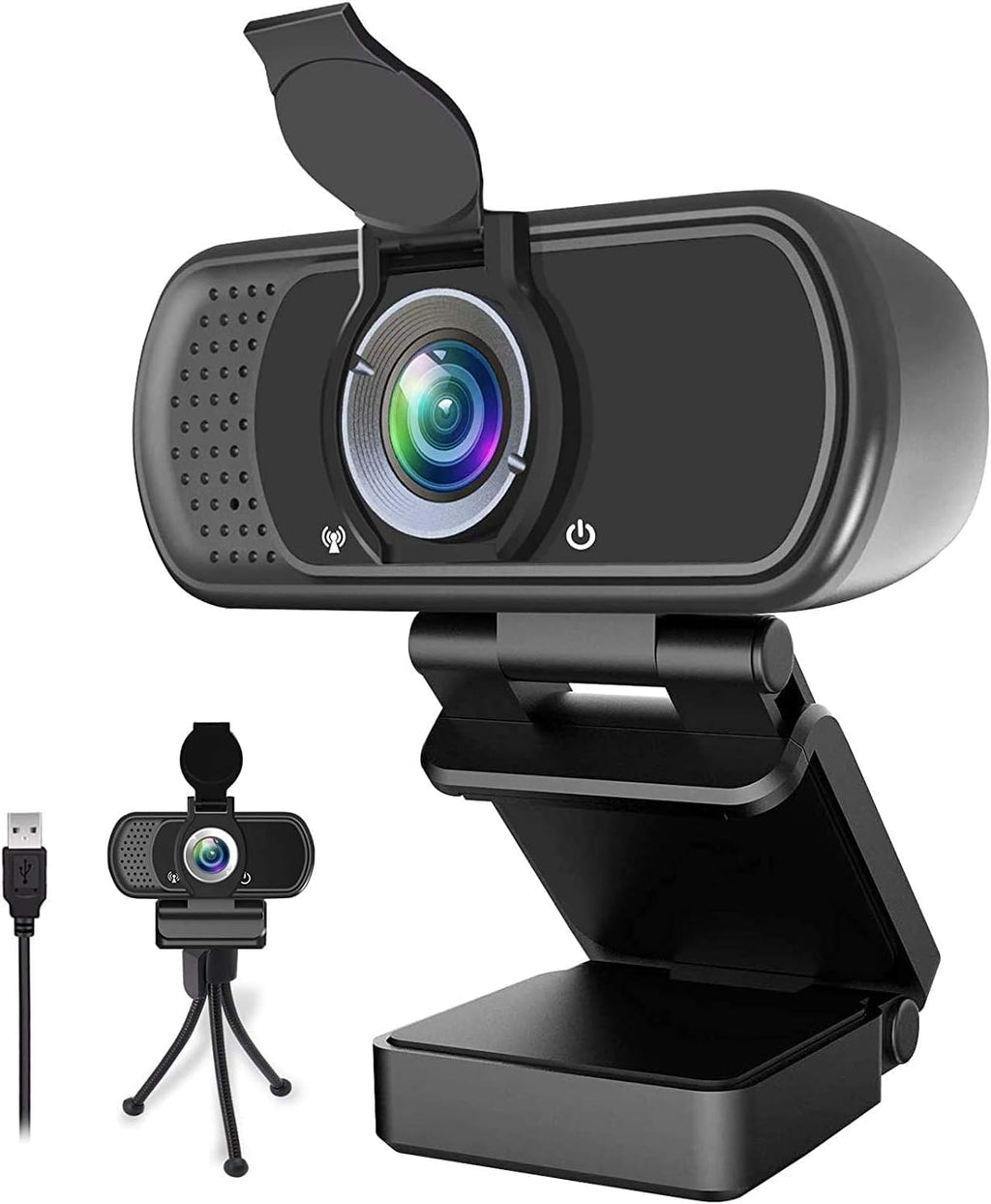1080P Webcam with Microphone, USB Web HD Camera for PC, Laptop&Mac | 110° Wide Angle Computer Webcam with Privacy