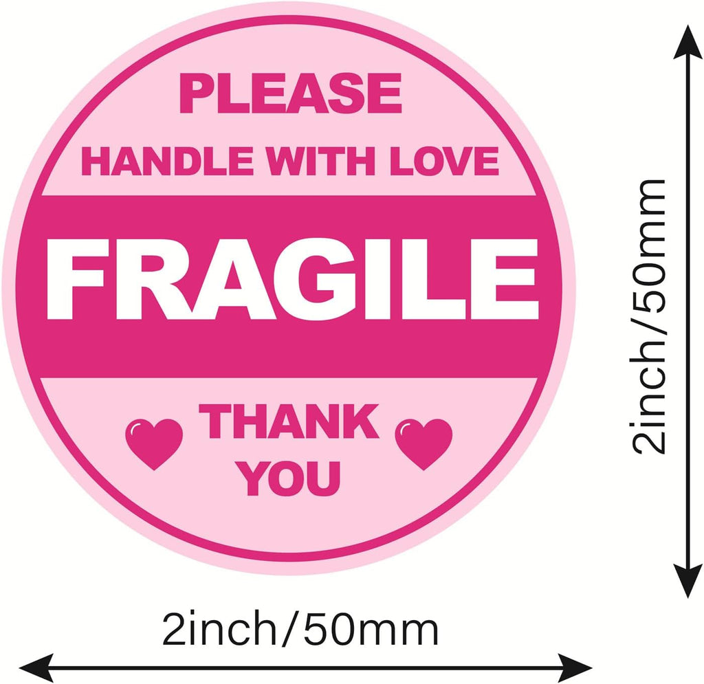 2inch 300pcs Cute Fragile Sticker Handle with Care Thank You Shipping Label