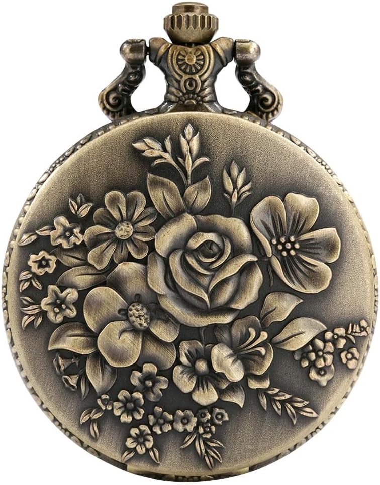 Vintage Pocket Watch with Chain for Men Necklace Watches for Women | Classic retro pendant watch,Unique analog quartz