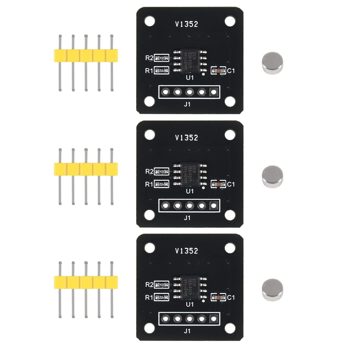 UMLIFE 3PCS MT6701 Magnetic Encoder Magnetic Induction Angle Measurement Sensor Module 14bit High Precision Replacement AS5600