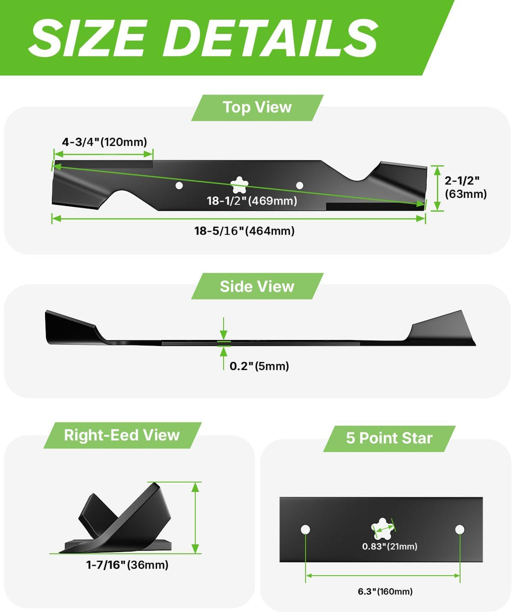 Z254F 54 inch Lawn Mower Blades with 5 Point Star Shape, Mulching Blades Compatible with Husqvarna Z254 MZ54 RZ5424