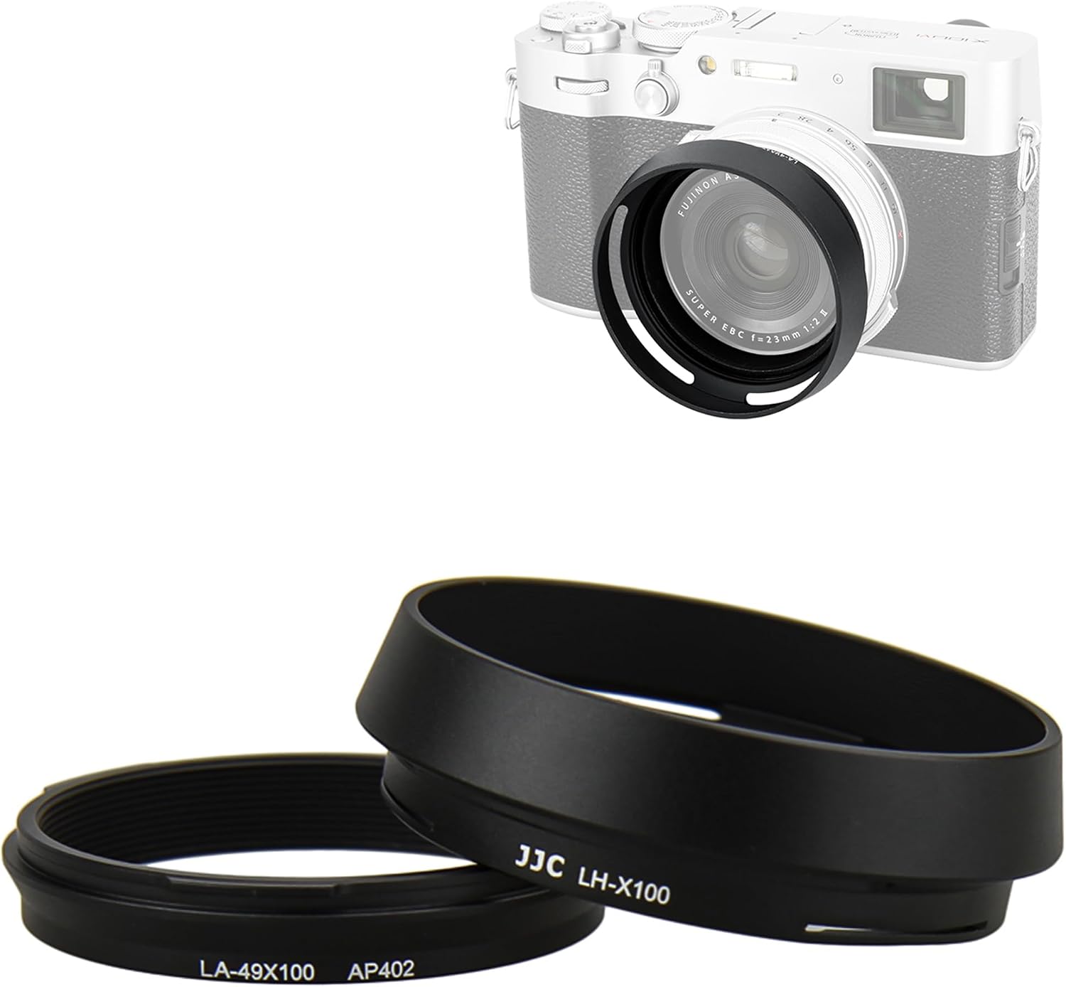 Metal Lens Hood Shade Protector with 49mm Filter Adapter Ring for Fujifilm X100VI X100V X100F X100T X100S X100 X70