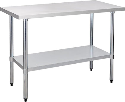 Stainless Steel Work Table 24 x 48 Inch, NSF Commercial Prep Table with Undershelf, Heavy Duty Food Prep Workstation