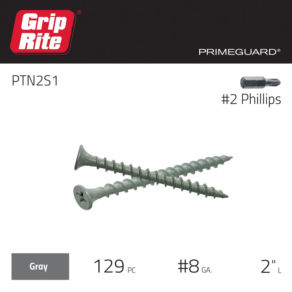 Exterior Screws - Safe for Use in Treated Lumber - #2 Phillips Bugle Head - Coarse Thread Deck Screws - PrimeGuard