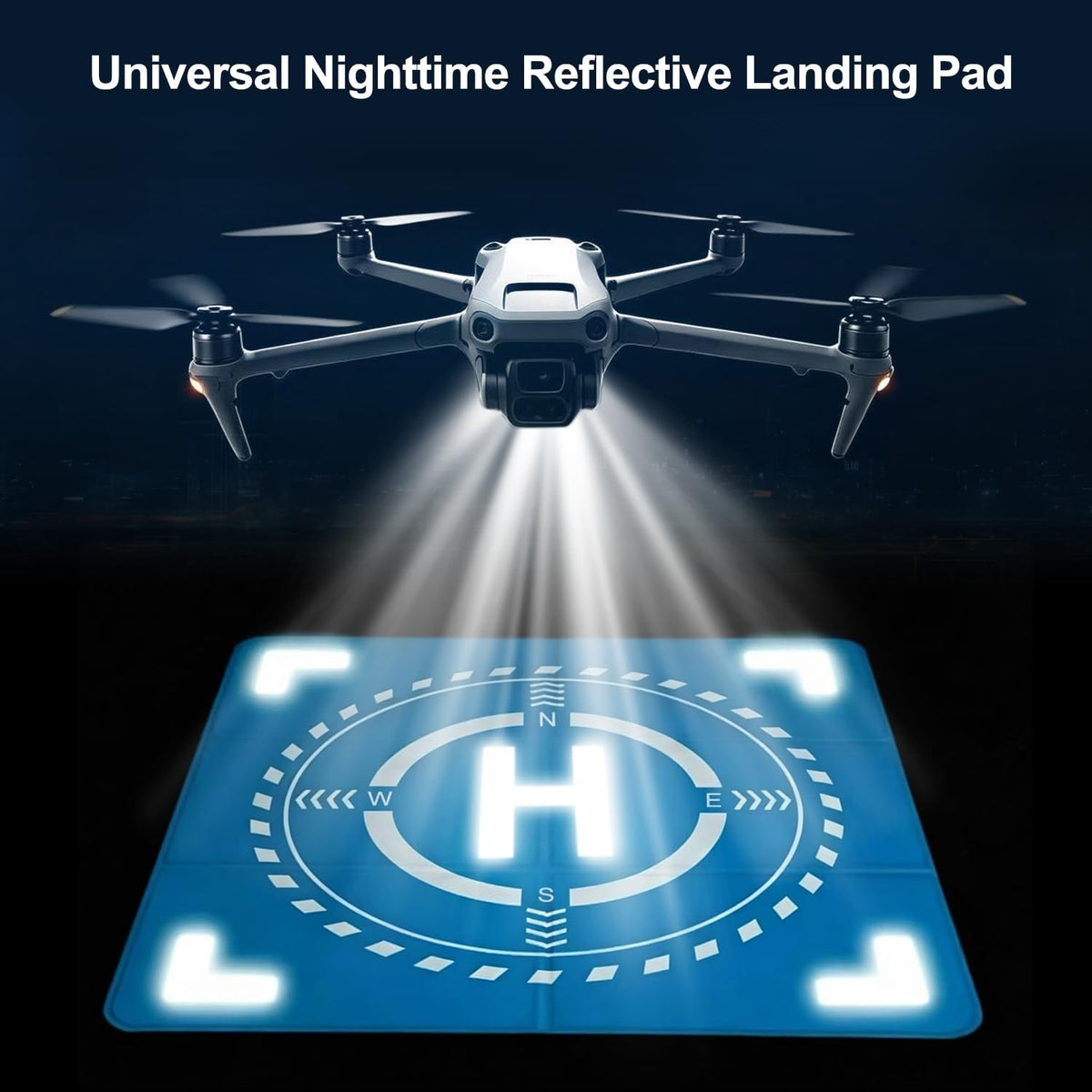 Nighttime Reflective Drone Landing Pad, 20in Double Sided Fast-fold Waterproof Landing Pad Weighted for DJI