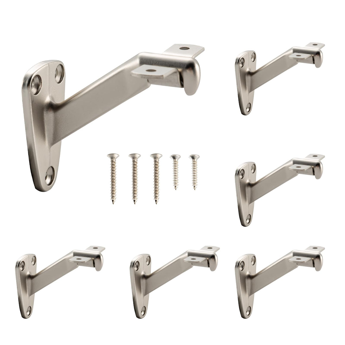 Handrail Bracket for Stairs, Satin Nickel, 6 Pack